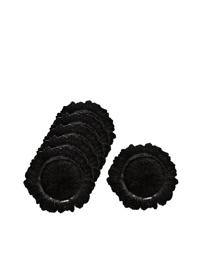 10 Strawberry Street Set of (6) 13.75″ Black Sponge Glass Charger Plates
