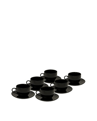 10 Strawberry Street Set of (6) 8-Oz. Black Coupe Cups with Saucers