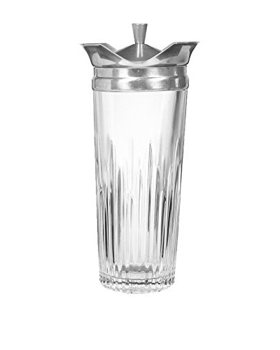1960s Glass Cocktail Shaker, Clear/Silver