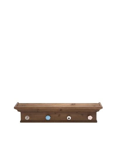 Japanese Pine Wood Shelf With Knob Hooks