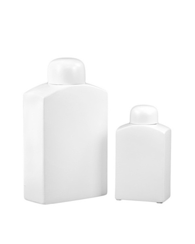 Set of 2 Ceramic Jars, White