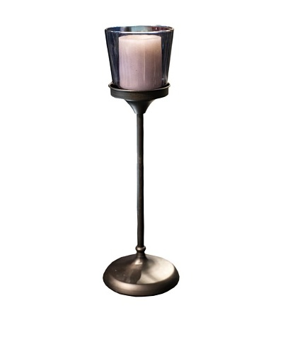 Glass Candle Holder With Stand, Navy Blue