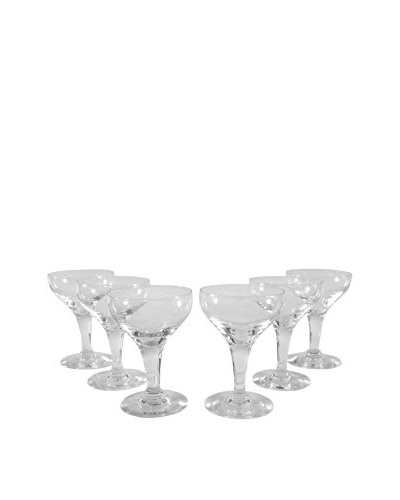Set of 6 Etched Coupe Champagne Glasses, Clear
