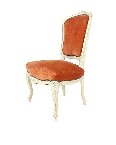 1920's French Parlor Chair, Orange/White