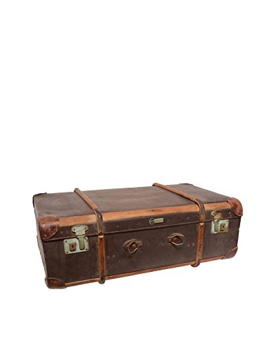 Vintage Leather Traveling Trunk IV, Dark Brown
