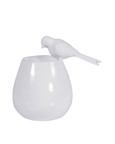 Mini Vase with Bird II, White