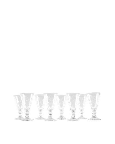 Set of 8 Etched Sherry Glasses, Clear