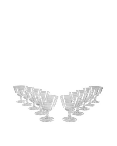 Set of 10 French Etched Port Glasses, Clear