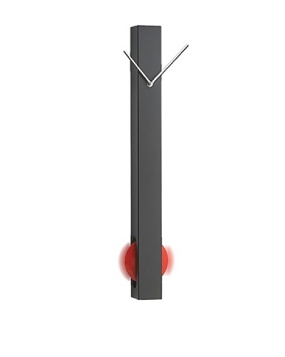Black Metal Wall Clock with Red Dot Pendulum, 25.5