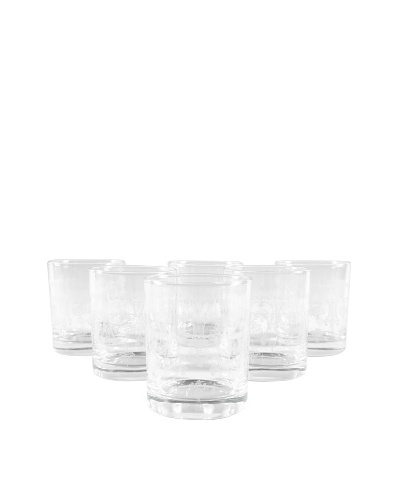 Set of 6 Scotch Glasses, Clear/White