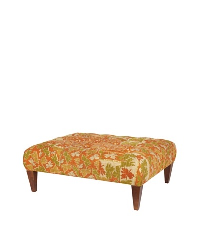 One of a Kind Kantha Square Bench, Rust Multi