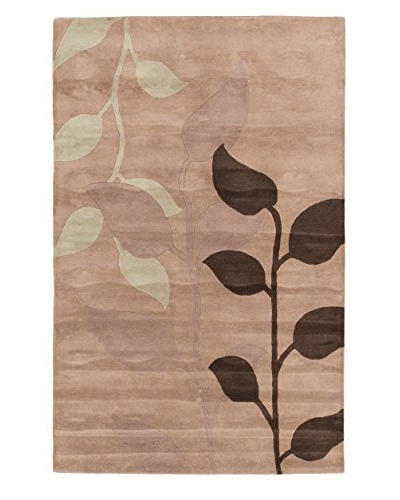 Handmade Leaf Rug, Beige, 5' x 8'
