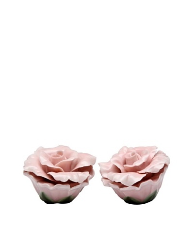 Porcelain Pink Rose Salt & Pepper Shaker Set
