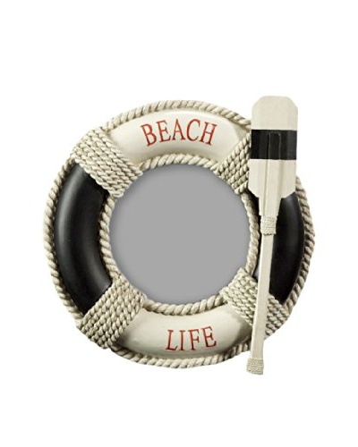 Beach Life Round Photo Frame, Cream/Black