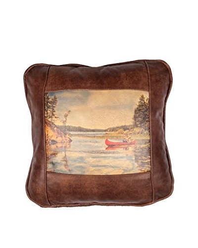 Where's Grampa? Leather Pillow, Brown