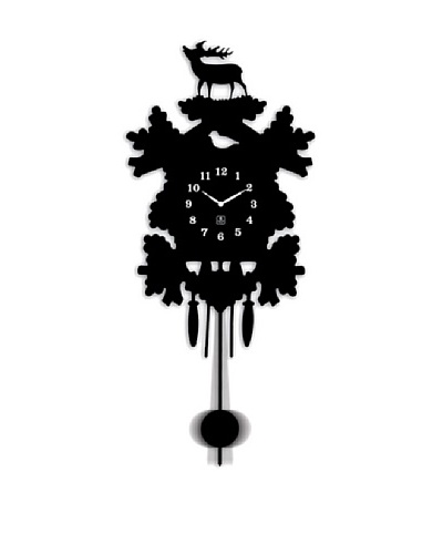 Metal Pendulum Wall Clock In Black, 11.5 x 26