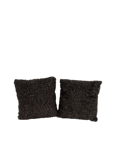 Pair of Upcycled Lambswool Pillows, Black, 18 x 18