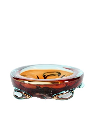 Murano Glass Dish, Turquoise/Orange