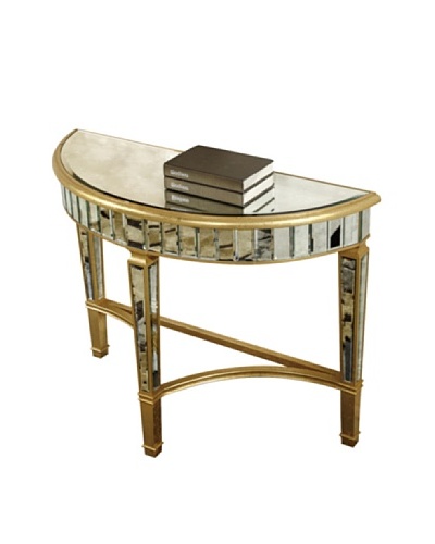 Florentine Half Moon Table, Gold Leaf/Antique Mirror