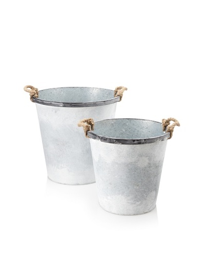 Set of 2 Round Bucket Planters