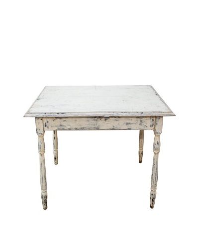 Vintage Distressed Painted Wood Square Table, c.1950s
