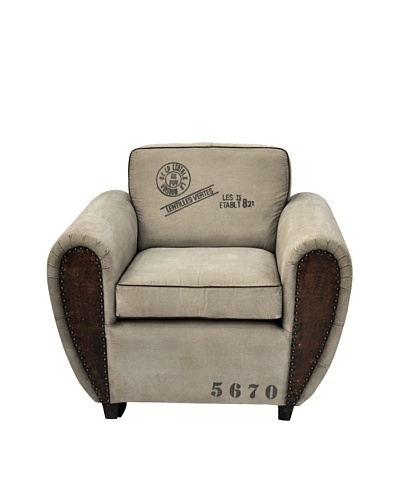 Ansel Distressed Armchair, Tan/Brown