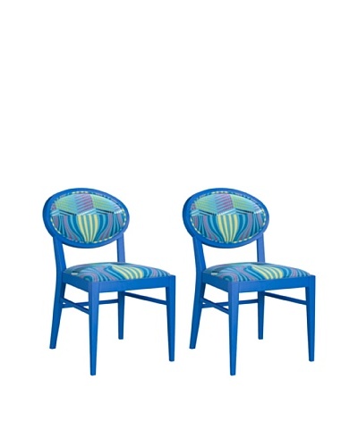 Set of 2 Armless Dining Chairs, Blue