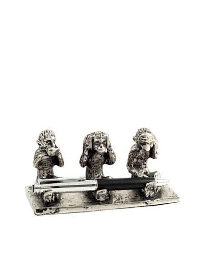 Speak, Hear & See No Evil Pen Stand, SilverAs You See