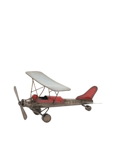 Rustic Stationary Model Plane with Red Accents