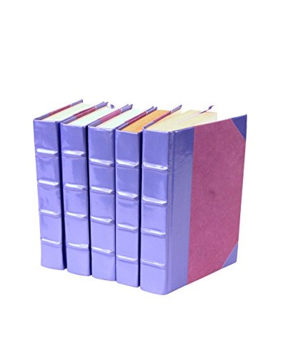 Set of 5 Patent Leather Books, Lilac/Blue