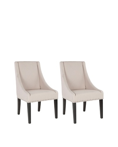 Safavieh Mercer Collection Austin Leather Sloping Arm Chair, Set of 2