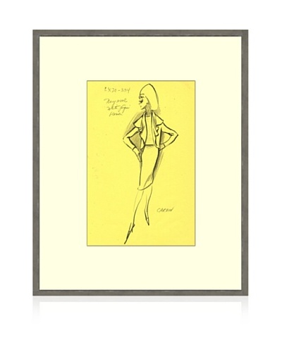 Print of Cardin Women's Fashion Sketch Circa 1968