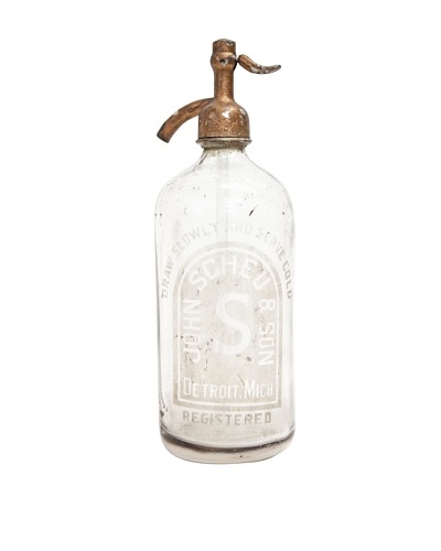 Vintage Circa 1950's John Scheu & Son Glass Seltzer Bottle with Nozzle