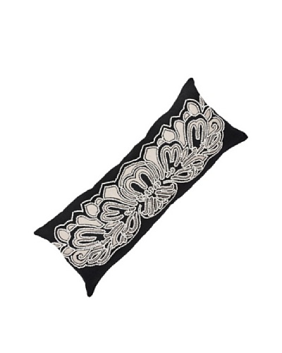 Buddha Long Log Pillow, Black/Beige, 14 x 36