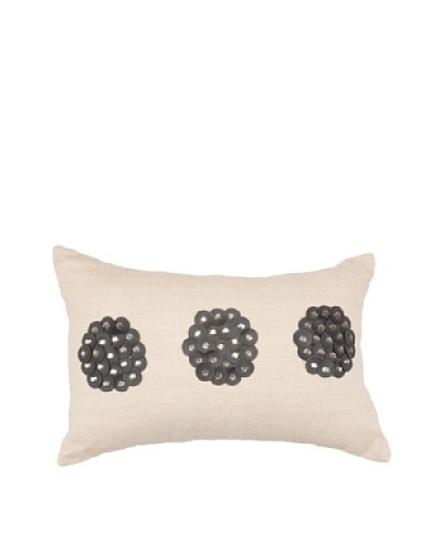 African Circles Pillow, Black/Beige, 14 x 21