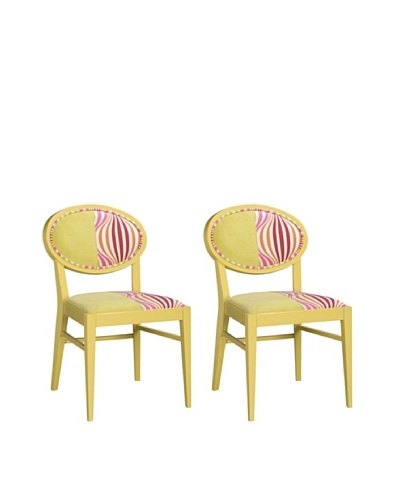 Set of 2 Armless Dining Chairs, Yellow