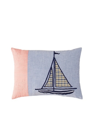 Plaid Sails Throw Pillow, Blue/Red, 12 x 16