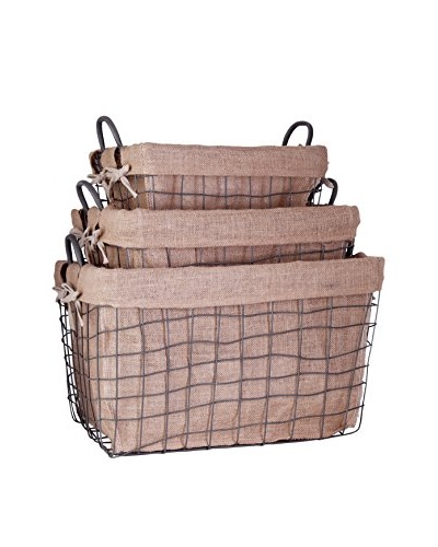 Set of 3 Farmhouse Rectangle School Baskets