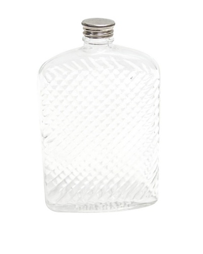 Vintage Circa 1960 Herringbone-Textured Glass Flask with Cap