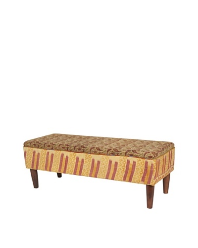 One of a Kind Kantha Bench, Amber/Red Multi