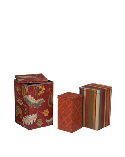 3-Piece Painted Tin Boxes