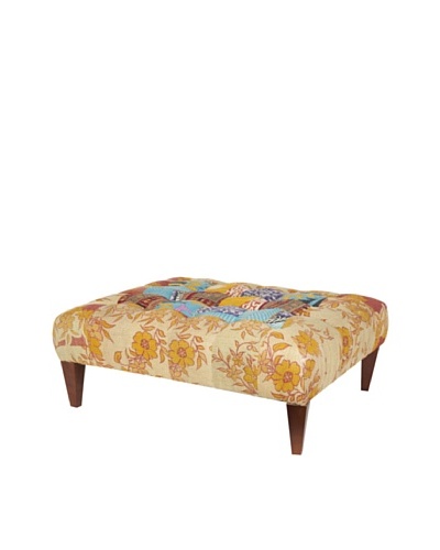 One of a Kind Kantha Square Bench, Amber Multi