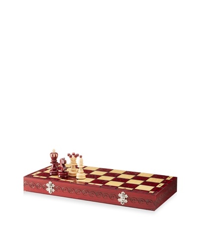 Wood Burned Chess Set, Red