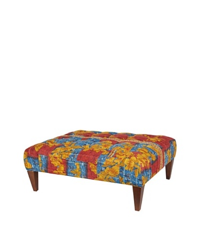 One of a Kind Kantha Square Bench, Red MultiAs You See