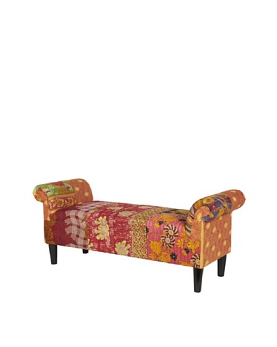 One of a Kind Kantha Roll Arm Bench, Multi