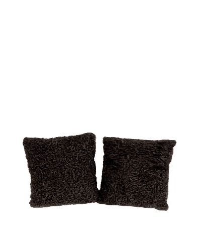 Pair of Upcycled Lambswool Pillows, Black, 14 x 14