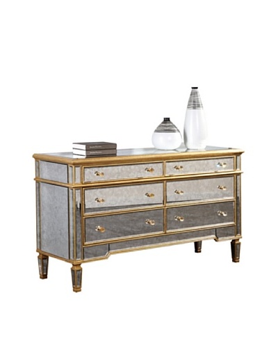 Florentine 6-Drawer Dresser, Gold Leaf/Antique Mirror