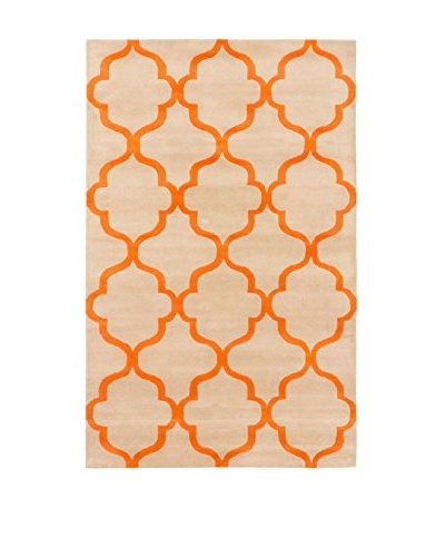 Handmade Trellis Rug, Beige/Orange, 5' x 8'