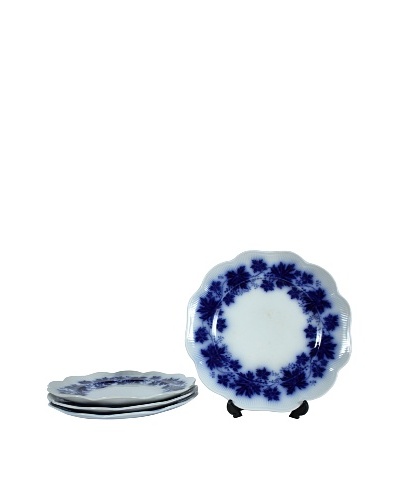 Set of 4 Flow Blue Vinranka Lunch Plates, Blue/White