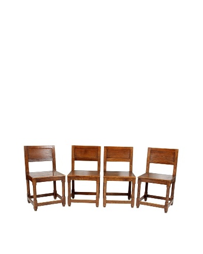 Set of 4 Leuven Oak Chairs, Brown